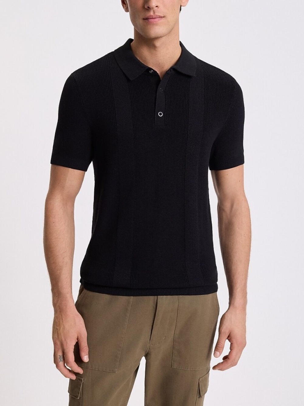 Express Men's Cotton/Rayon Blend Sweater Polo Large Tall- Black